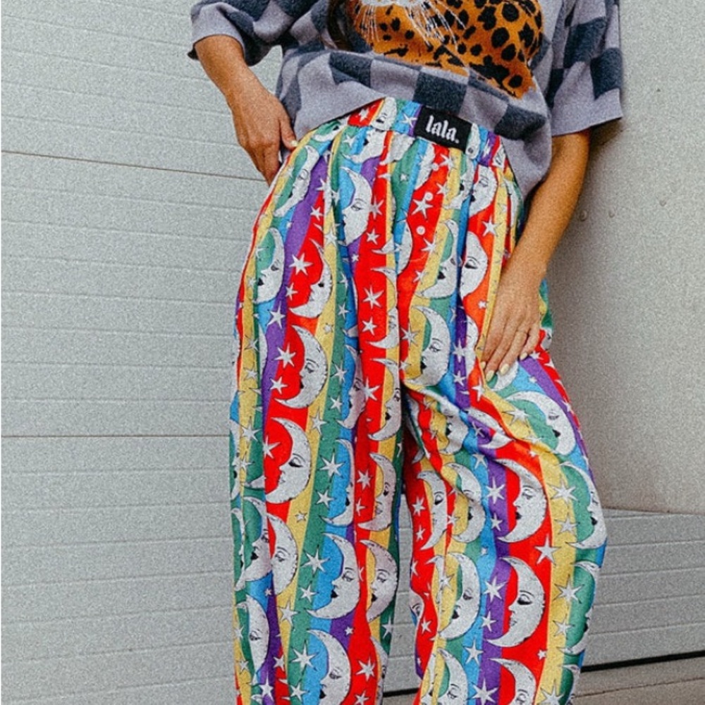 Dressed in LaLa Happy Chance Barrel Leg Boxer Pants in Rainbow Moon 🌈 🌙